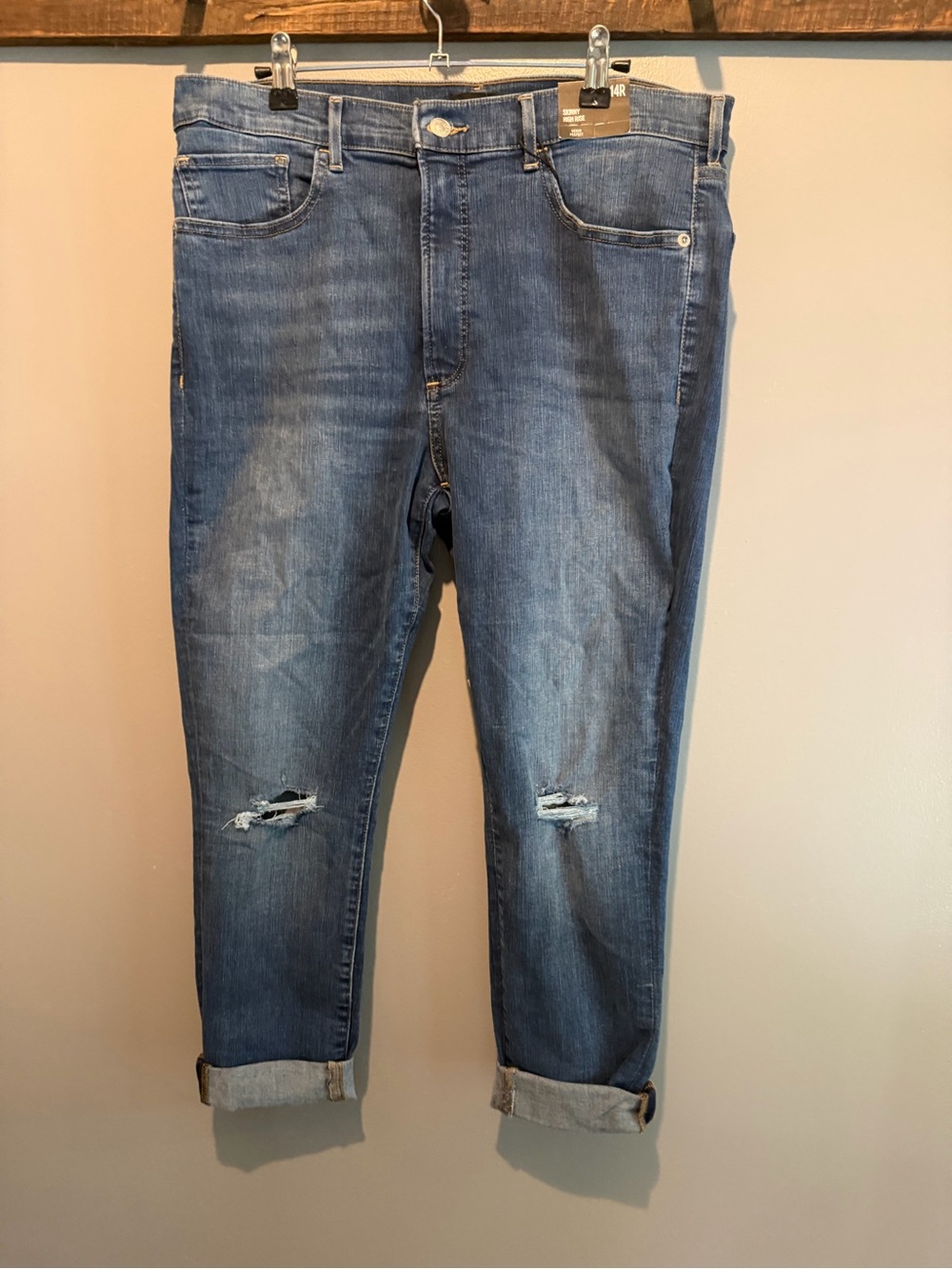 Express Relaxed Fit Distressed Blue Jeans